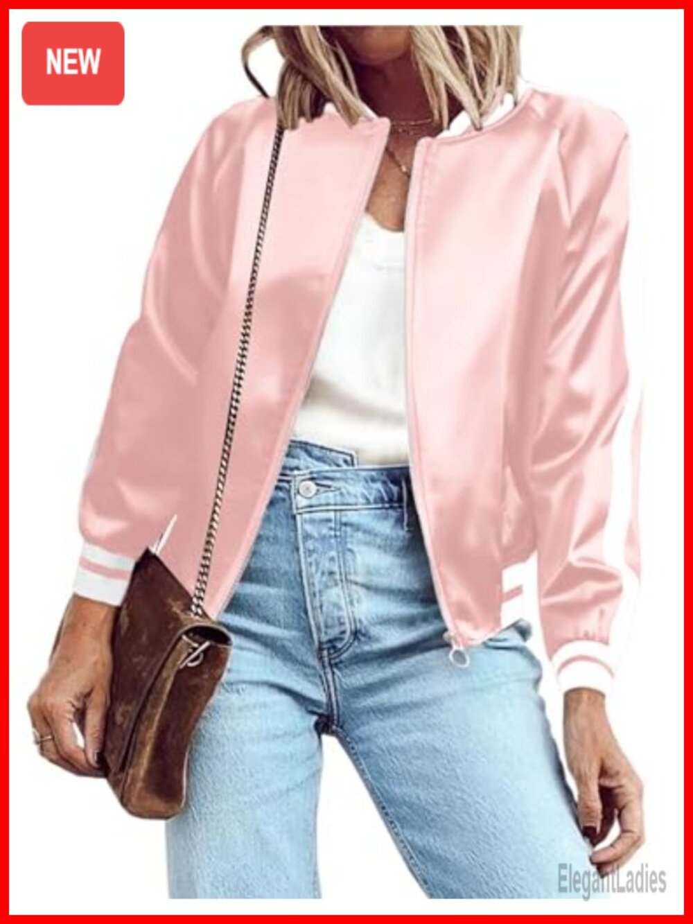 Polyester Bomber Jacket Lightweight Zip Up Windbreaker with Pockets